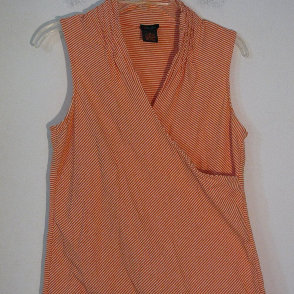 * 2/$15 DStudio D Studio Wrap Style Top Medium Orange White Stripe